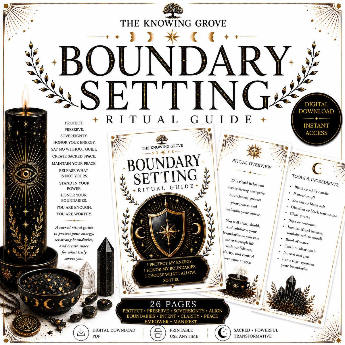 Boundary Setting Ritual Printable PDF Digital Download File
