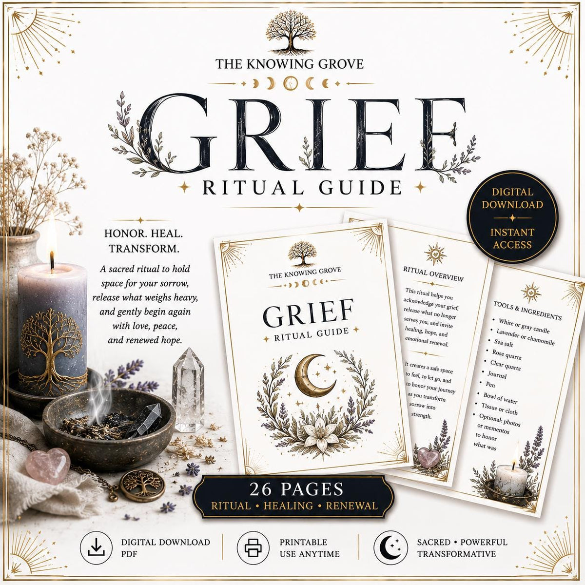 Grief Healing Ritual Printable PDF Digital Download File