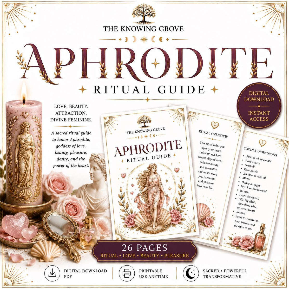 Working With Aphrodite Ritual Printable PDF Digital Download File