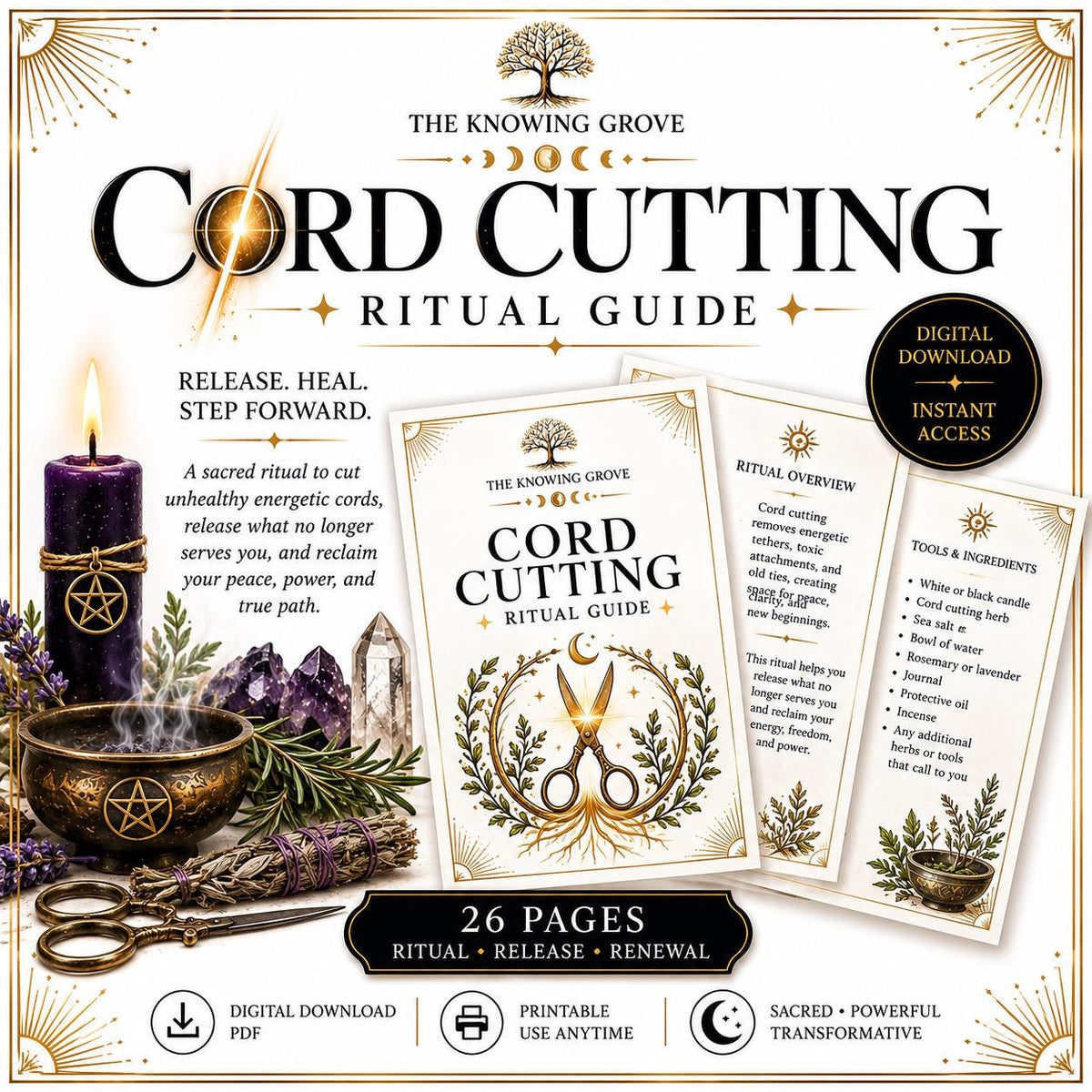 Cord Cutting Ritual Printable PDF Digital Download File